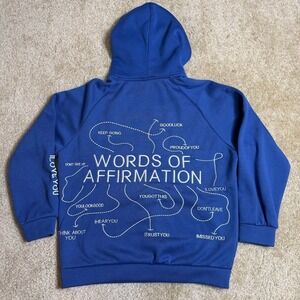 Dandy Worldwide Hoodie Mens Small Words of Affirmation Embroidered Pullover